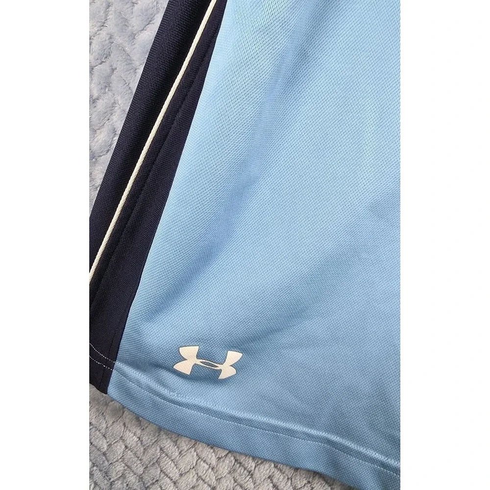 Under Armour Mens Basketball Shorts Blue Striped Athletic Gym VBOD353 Size LG
